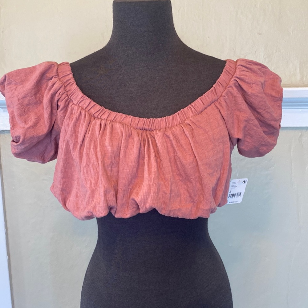 NEW Free People Beach Off-Shoulder Crop Top Puffy NWT